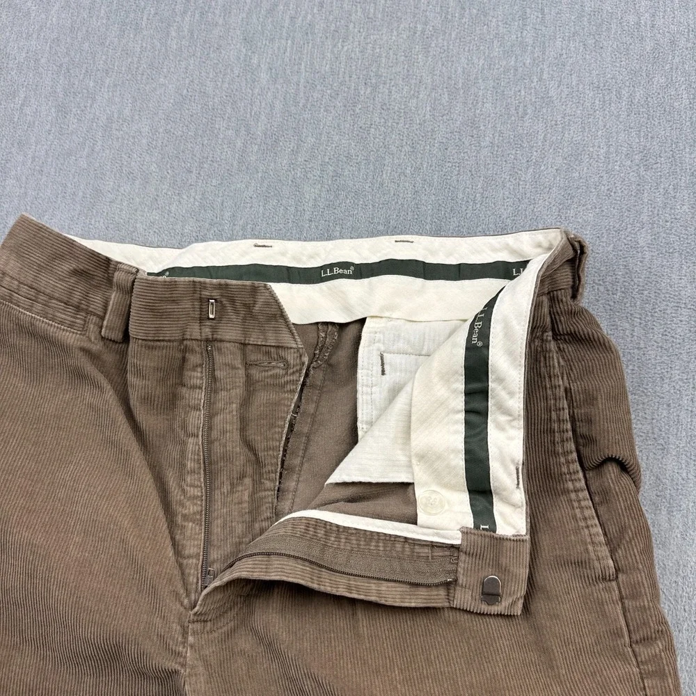 L.L. Bean‎ Corduroy Pants Mens 33x29 Brown Tan Comfort Waist Stretch Classic Fit